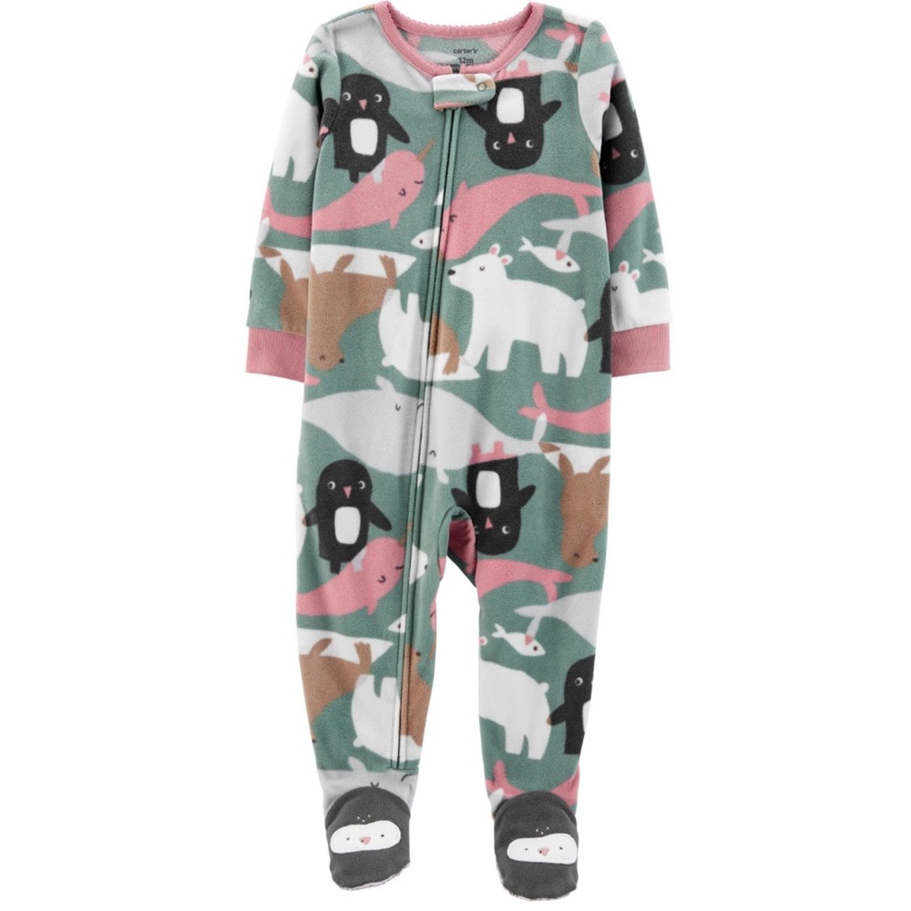 NWT Fleece Zip Up Footies Pajamas